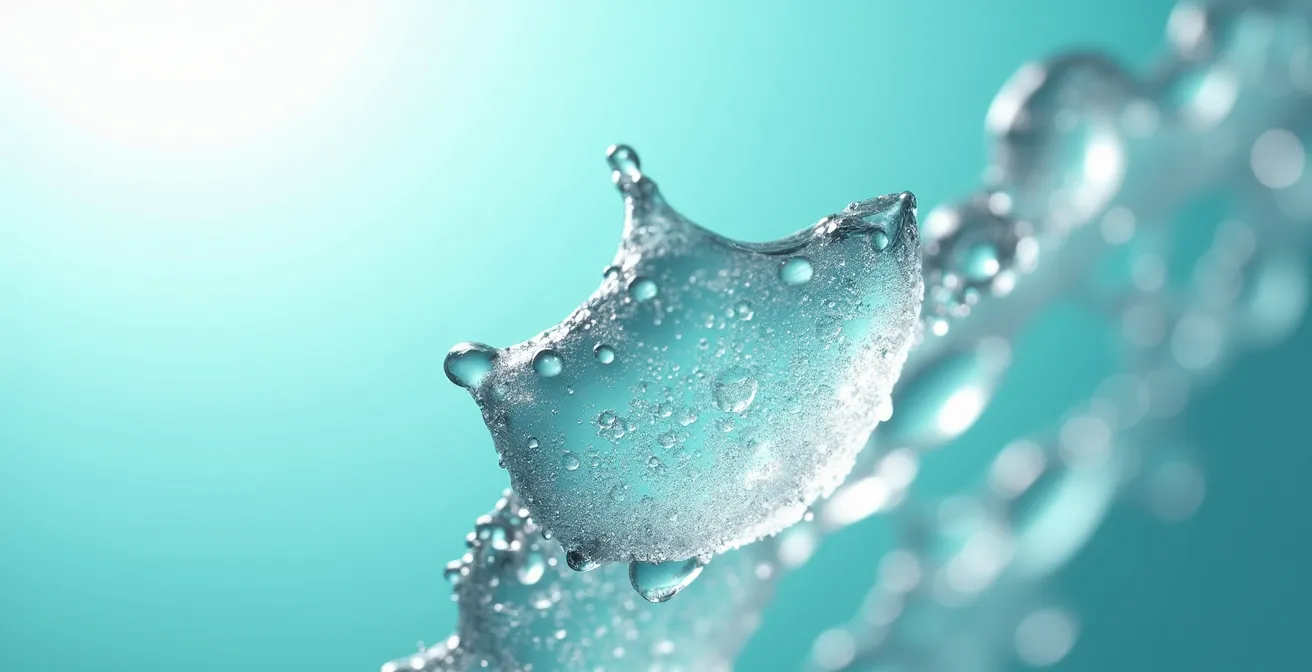 Vue microscopique de la structure moléculaire d'un matériau hydrogel